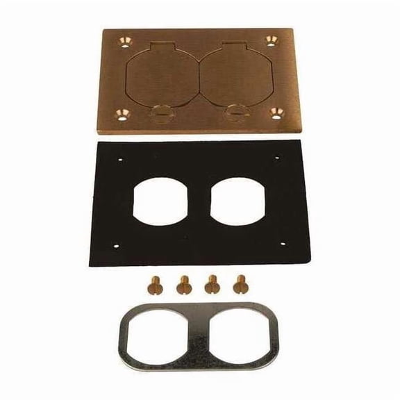 Raco Box Cover, Floor Box Type, 1 Gang, Brass, Single Receptacle Cover Type 6250