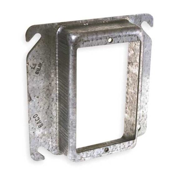 Raco Mud Ring, 1 Gang, Galvanized Zinc, Square Box Type 782