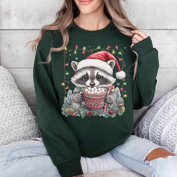Racoon Christmas Shirt, Cute Racoon Christmas Shirt, Coffee Christmas Shirt, Women Christm