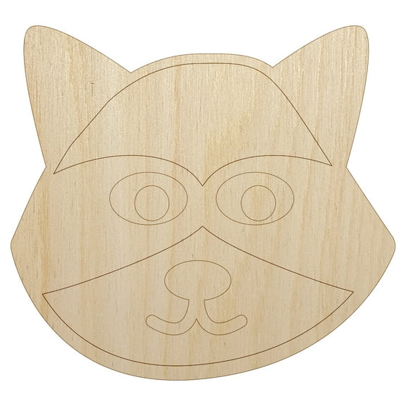 Racoon Face Doodle Wood Shape Unfinished Piece Cutout Craft DIY Projects - 4.70 Inch Size - 1/8 Inch Thick
