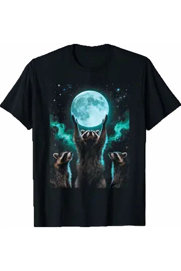 Racoon Moon Howling Raccoon Head Funny T-Shirt