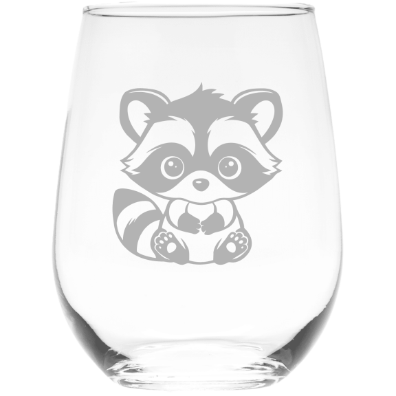 C&M Personal Gifts 17 oz  Raccoon Stemless Wine Glass  (Style R1)