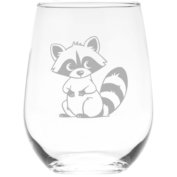 C&M Personal Gifts 17 oz Raccoon Stemless Wine Glass (Style R2)