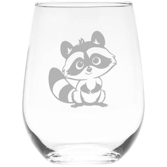 C&M Personal Gifts 17 oz Raccoon Stemless Wine Glass (Style R3)