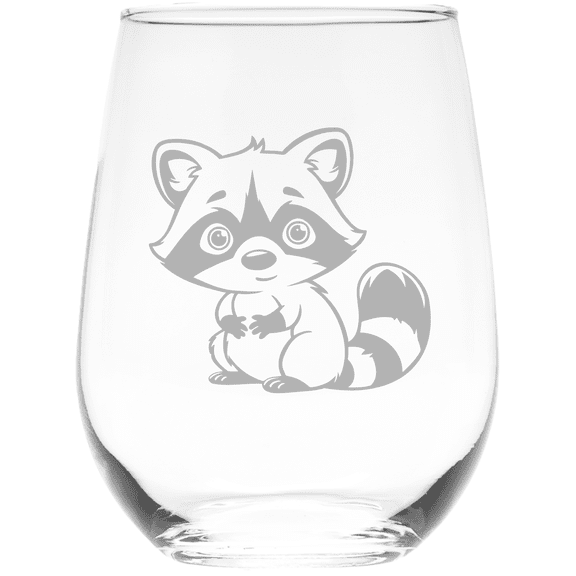 C&M Personal Gifts 17 oz   Racoon Stemless Wine Glass (Style R4)