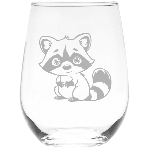 C&M Personal Gifts 17 oz   Raccoon Stemless Wine Glass (Style R4)
