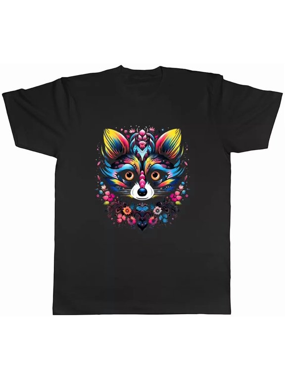 Racoon Unisex T-Shirt Psychedellic Funky Animal Contton Gift