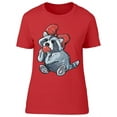 thumbnail image 1 of Racoon With Bow Eats Strawberry T-Shirt Women -Image by Shutterstock, Female 3X-Large, 1 of 2