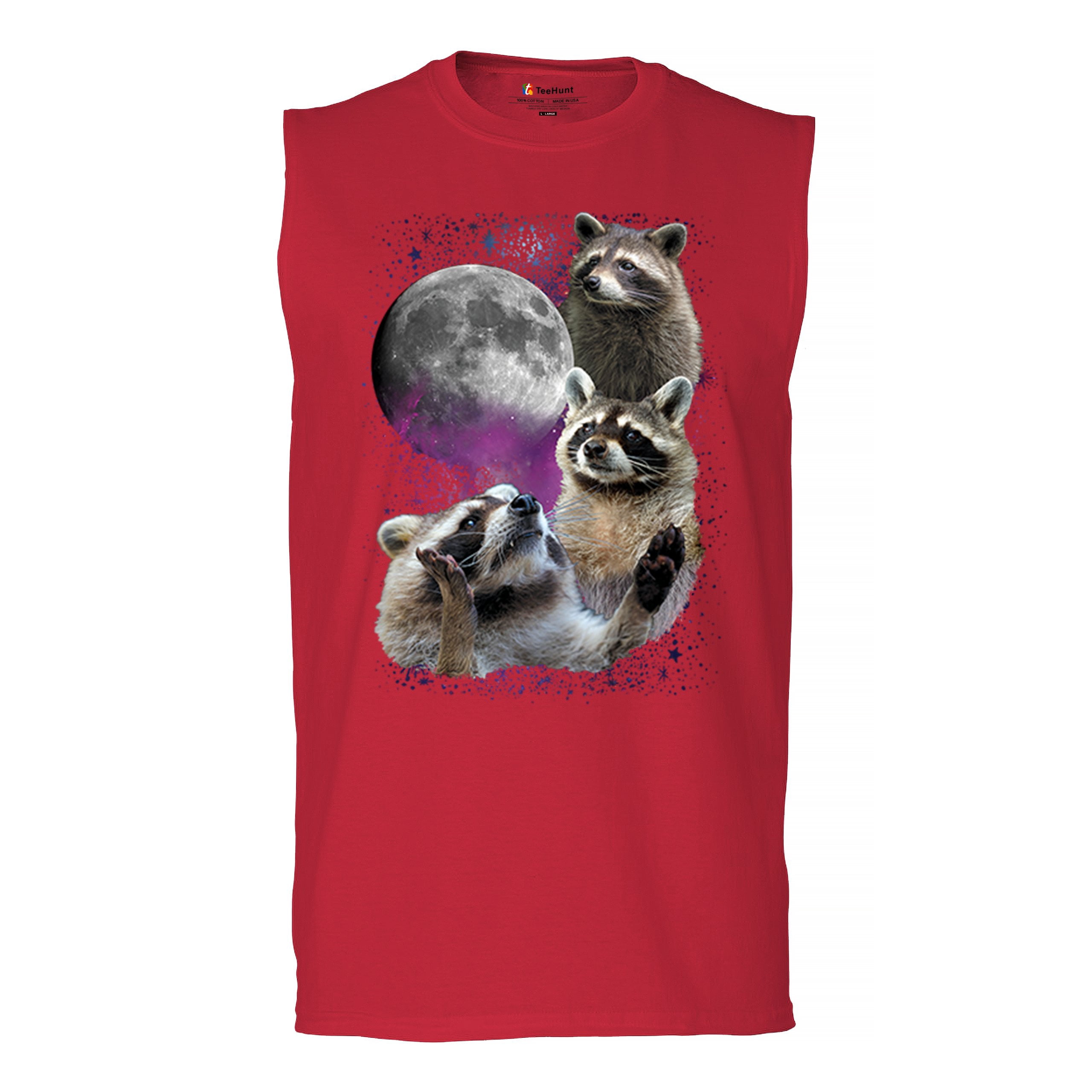 Racoons Howling at the Moon Muscle Shirt Funny Galaxy Wildlife Universe ...