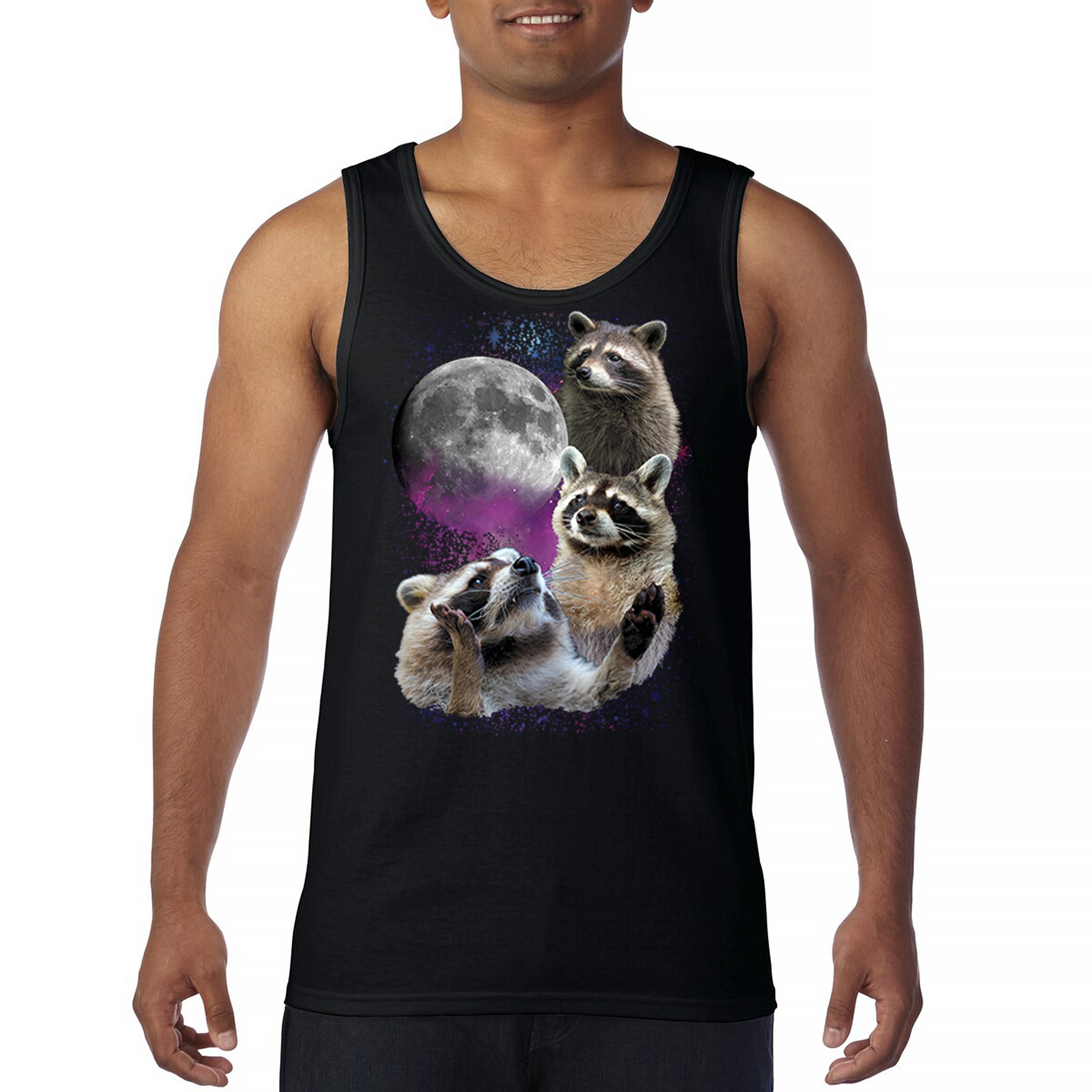 Racoons Howling at the Moon Tank Top Funny Galaxy Wildlife Universe ...