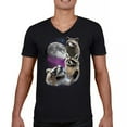 thumbnail image 1 of Racoons Howling at the Moon V-Neck T-shirt Funny Galaxy Wildlife Universe Humor Weird Animal in Space Tee, 1 of 7