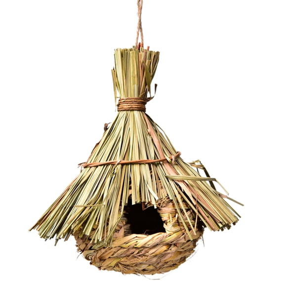 Farrubbyine8 Bird House Garden Birds Nest Grass Cage Woven Roosting Parrot Nest