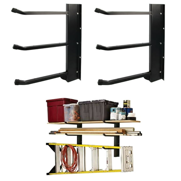 Racor Black Wall Shelf Brackets Heavy Duty Holds 450lbs Wall Mount Shelf Racks Home Office Garage Storage