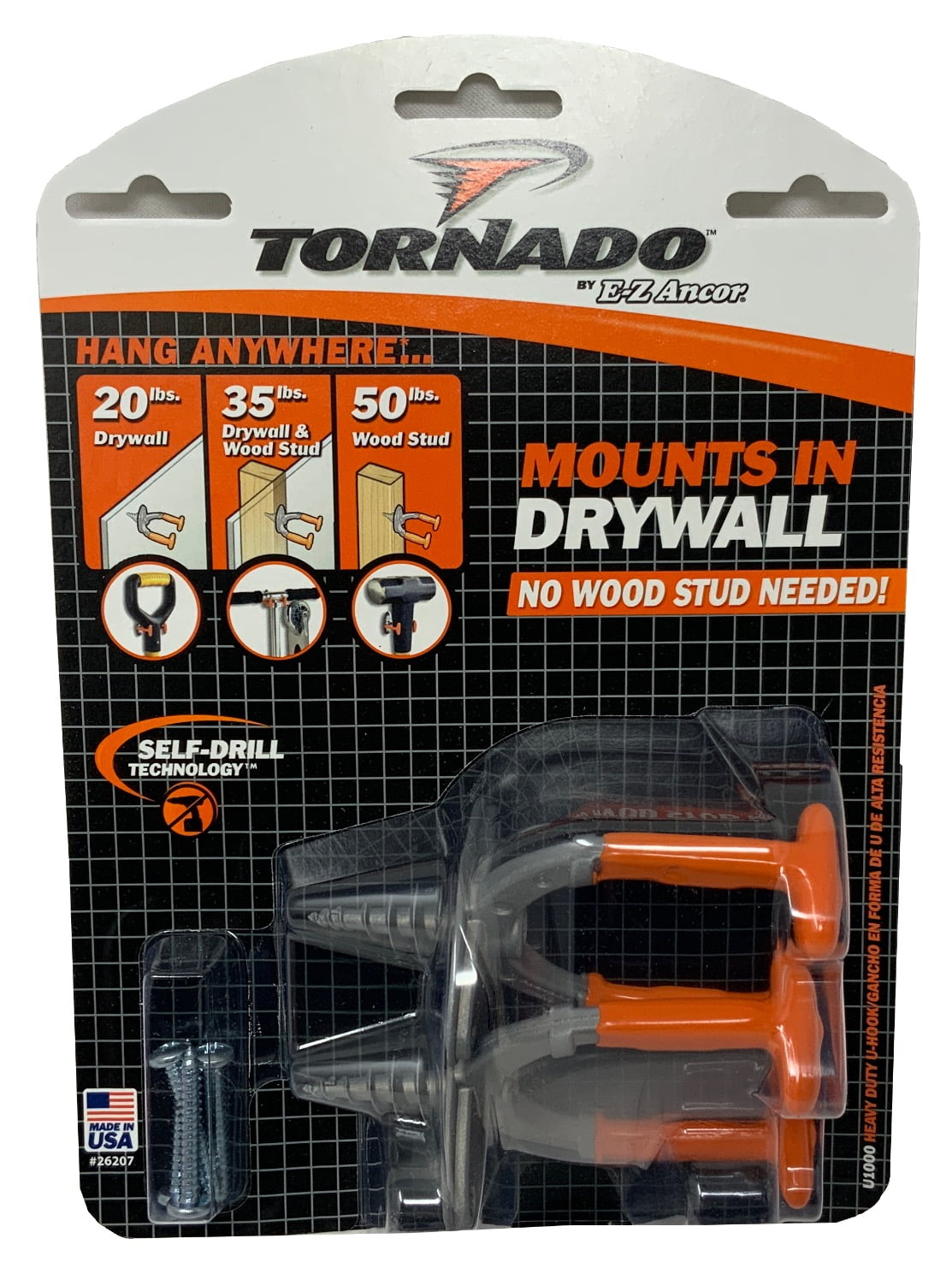 Racor U1000 Tornado By E-Z Ancor Heavy Duty U-Hook Drywall or