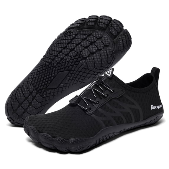 Racqua Water Shoes Lightweight Quick-Dry Swim Shoes Breathable Beach Shoes Barefoot Aqua Outdoor for Men Women Black 11 Women/10 Men