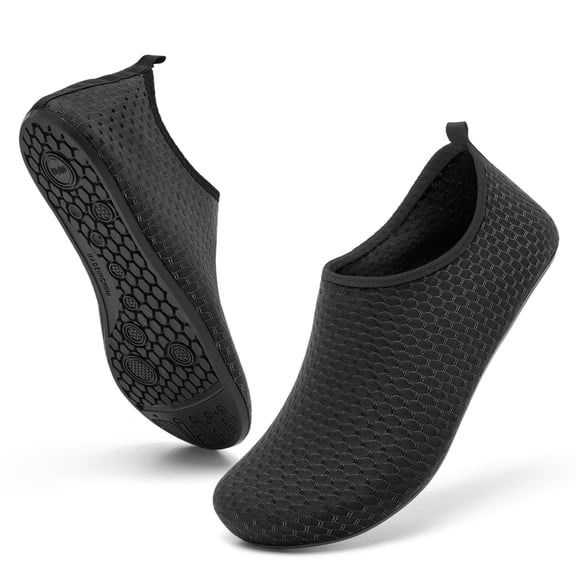 Racqua Water Shoes Quick-Dry Aqua Socks Shoes Lightweight Swim Pool Wet Beach Shoes Non-slip Sea Shoes for Men Women Black 9.5-10 Women/8.5-9.5 Men