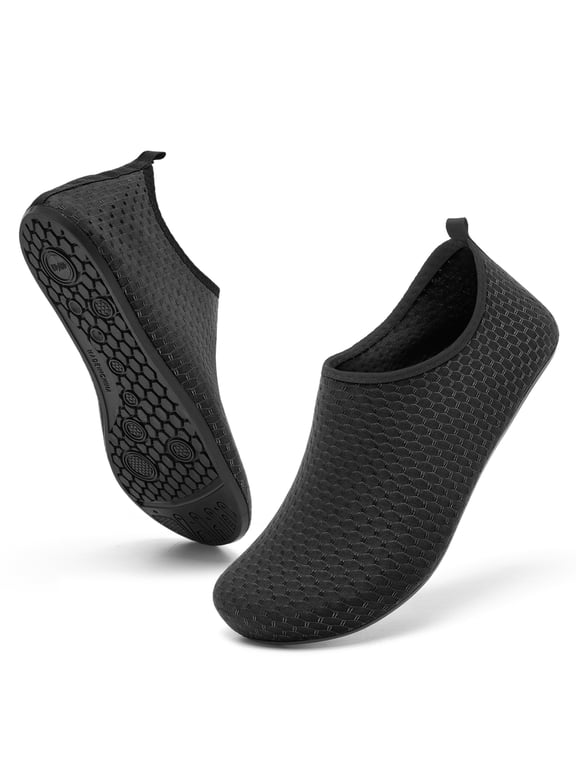 Water Shoes Quick-Dry Aqua Socks Shoes Lightweight Swim Pool Wet Beach Shoes Non-slip Sea Shoes for Men Women Black 9.5-10 Women/8.5-9.5 Men