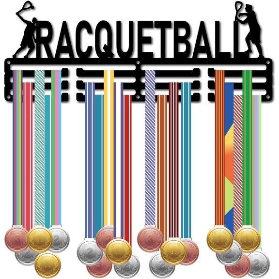 Racquetball Medal Holder Display Rack Sports Competition Medals Hangers Wall Mounted Frame Black Iron Holders Hooks