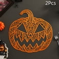 thumbnail image 1 of Racsoh 2 Pcs Halloween Pumpkin Placemat Set, Heat Resistant Hollow Out Table Mat, Non Slip Woven Placemat, for Thanksgiving Dinner Party Decor (Orange), 1 of 7
