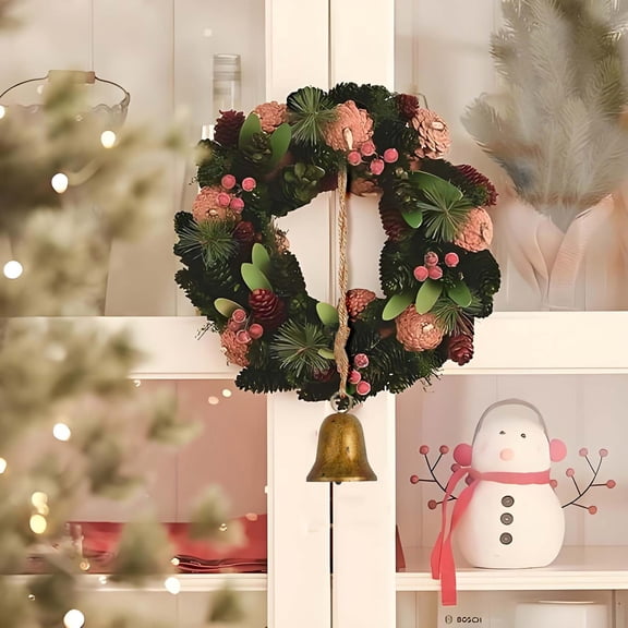 Racsoh 2024 Christmas Bell, Annual Christmas Bell, Christmas Bell Rope Trumpet Bell Shabby Style Metal Hanging Giant Cow Bell Decoration