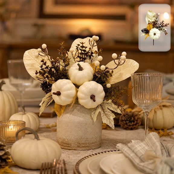Racsoh Artificial Maple Leaf Pumpkin Bouquet, Faux Fall Floral Picks, Realistic Thanksgiving Table Decor, for Home Vase Centerpiece Display