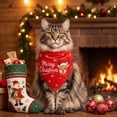 thumbnail image 1 of Racsoh Christmas Pet Bandana, Festive Dog Neck Scarf with Reindeer Print, Soft Triangle Bib for Small Medium Cats, for Party Photo Winter Decor (Red B), 1 of 7