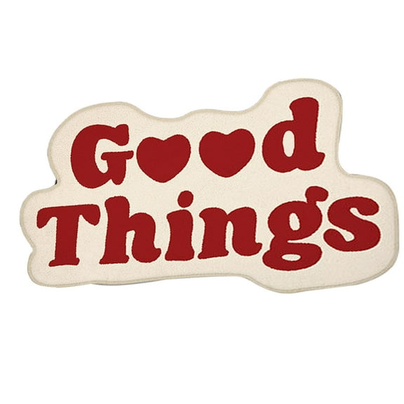 Racsoh Good Things Bath Mat, 1Pc Cute Funny Letter Bathroom Decor Rug, Soft Absorbent Water Non Slip Rug, Washable Shower Rug for Bathroom, 23.62 x 15.74 inch (Red)