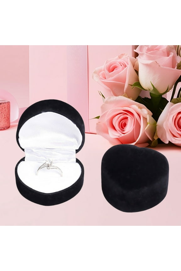 Heart Shaped Ring Gift Box, Velvet Earrings Jewelry Case Jewellry Display Box for Wedding, Engagement, Proposal, Birthday and Anniversary