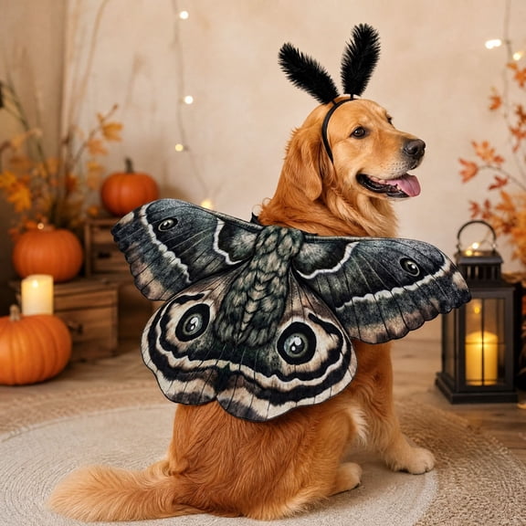 Racsoh Pet Butterfly Wing and Headband Set, Halloween Cat Dog Costume Accessory, Fancy Dress Party Prop, for Christmas Theme Photo Shooting Decor (Black)