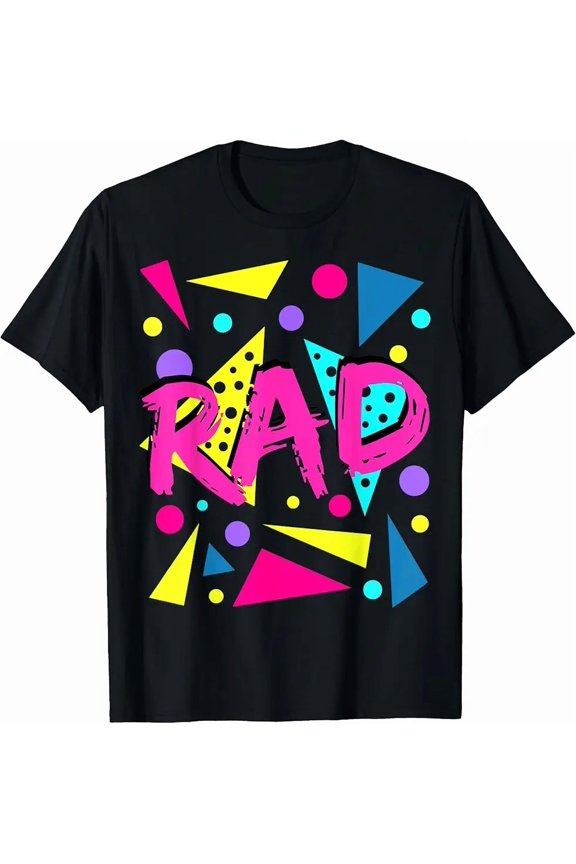 Rad 1980s Vintage Eighties Costume Party Retro Neon Script Slogan Unisex T-Shirt, up to size 5XL