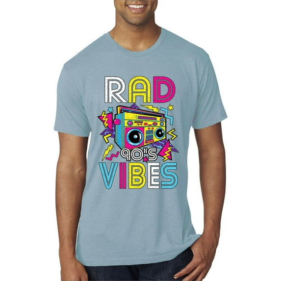 Rad 90's Vibes Vintage Mens Premium Tri Blend T-Shirt, Denim, Medium