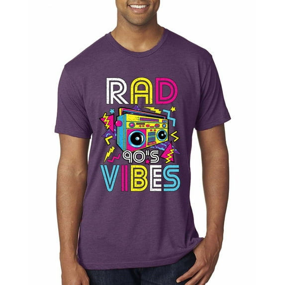 Rad 90's Vibes Vintage Mens Premium Tri Blend T-Shirt, Vintage Purple, Large