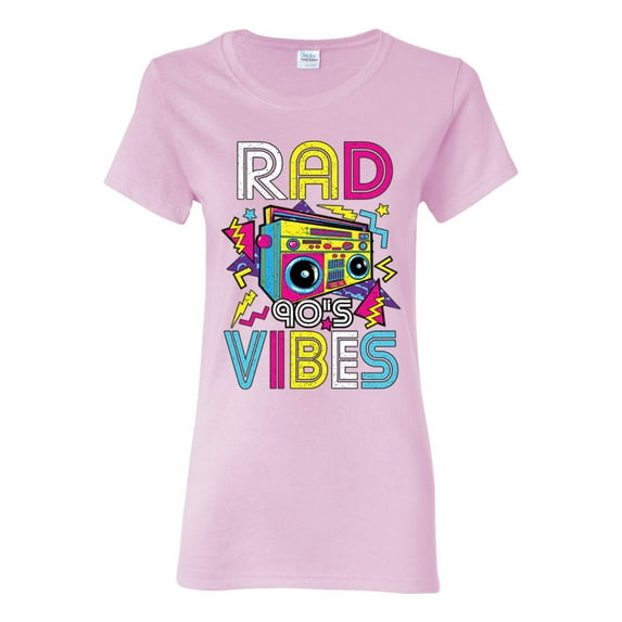 Rad 90's Vibes Vintage Womens Graphic T-Shirt, Light Pink, Small