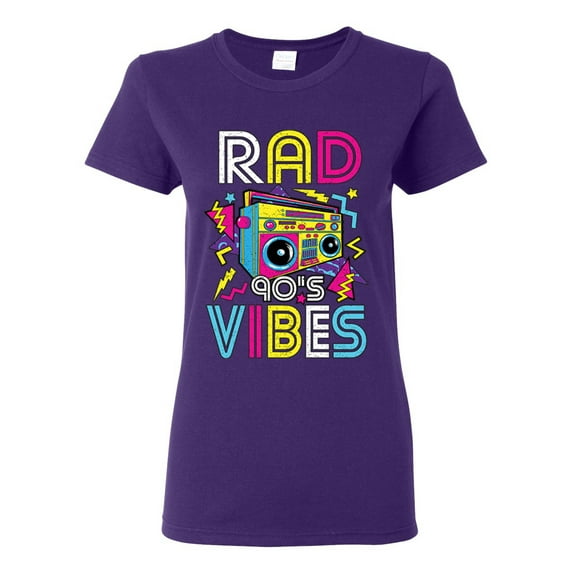 Rad 90's Vibes Vintage Womens Graphic T-Shirt, Purple, 3X-Large