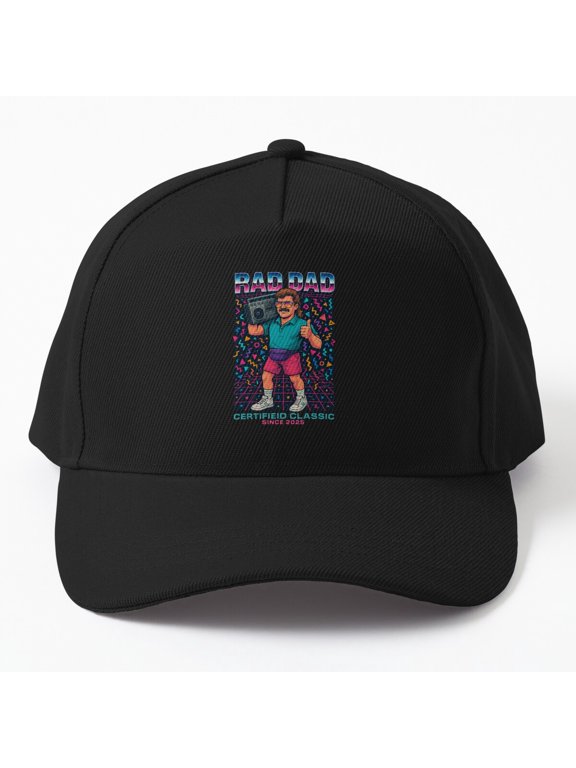 Rad Dad 80s Baseball Hat, Retro Father's Day Throwback Graphic Design, Classic Cap