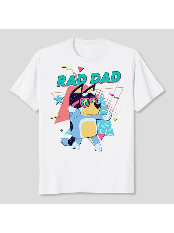 Rad Dad Blu.ey Cartoon Shirt, Men's and Women's Graphic Tee 100% Cotton by TBun, Full Sizes S-5XL