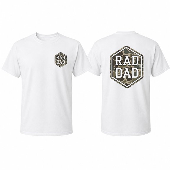 Rad Dad Camo Graphic T-Shirt, Adult Unisex Classic Fit Short Sleeve Tee