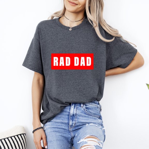 Rad Dad Funny Fathers Day Cool Awesome Groovy Retro Style T-Shirt, for men & women, up to size 5XL