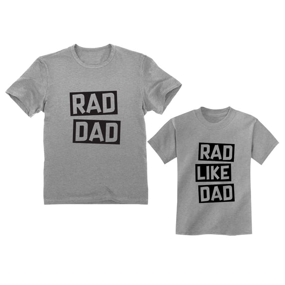 Rad Dad - Rad Like Dad Matching Father & Son Set Funny Dad & Me Matching Shirts Dad Gray XX-Large / Son Gray 4T