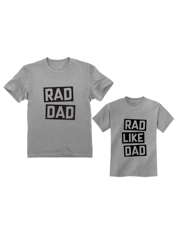 Rad Dad - Rad Like Dad Matching Father & Son Set Funny Dad & Me Matching Shirts Dad Gray XX-Large / Son Gray 4T