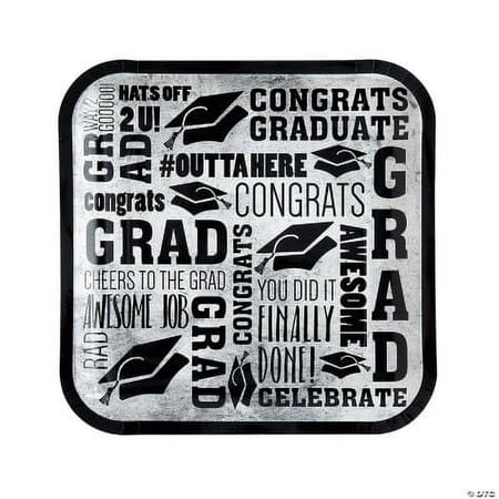 Rad Grad Paper Dinner Plates, Graduation, Party Supplies, 8 Pieces
