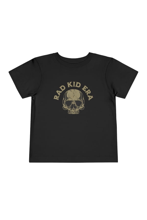 Rad Kid Era T-Shirt - Trendy Graphic Youth Toddler Kids Tee - Skull Kids Shirt,Forest Green Color,Size M,Black Color,Size S,Black Color,Size 4T