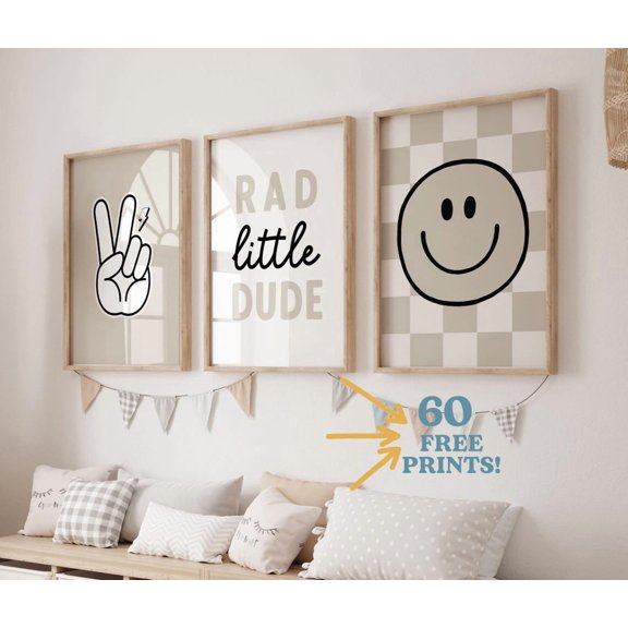 Rad Little Dude Smiley Poster For Retro Boys Room And Nursery Decor