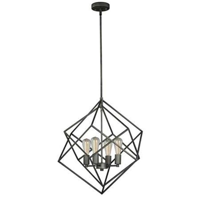 Rad Geometric Nested Cube 4-Light Chandelier in Warm Pewter