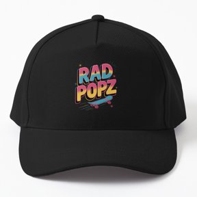 Rad Popz 80s Baseball Cap, Retro Cool Dad Throwback Graphic Design, Classic Hat