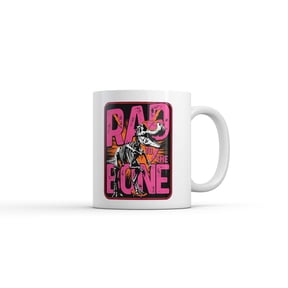 Rad To The Bone Mug Funny Sarcastic Dinosaur Graphic Coffee Cup