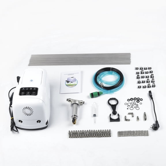 RadBizz High Pressure Misting System DIY Kit - Efficient Cooling Solution for Patios, Greenhouses, and Outdoor Spaces - Easy Installation with Durable Tubing and Brass Nozzles