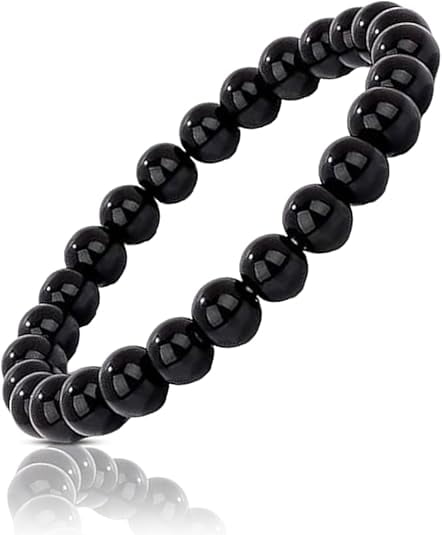 RadEnergy Shungite Bead Bracelet For Women & Men's Gifts | Healing Crystal Jewelry with Genuine Shungite Stones | Energy Balance and Chakra |  Healing Beaded Stretchable Bracelet 8MM (Color Black)