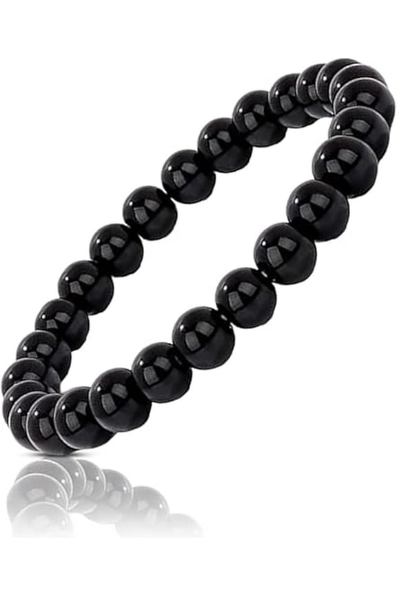 Shungite Bead Bracelet For Women & Men's Gifts | Healing Crystal Jewelry with Genuine Shungite Stones | Energy Balance and Chakra | Healing Beaded Stretchable Bracelet 8MM (Color Black)
