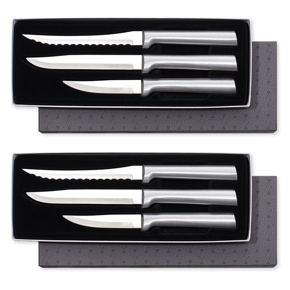 Rada 3 Piece Cooking Essentials Knife Set with Gift Box, Set of 2, Silver Handles